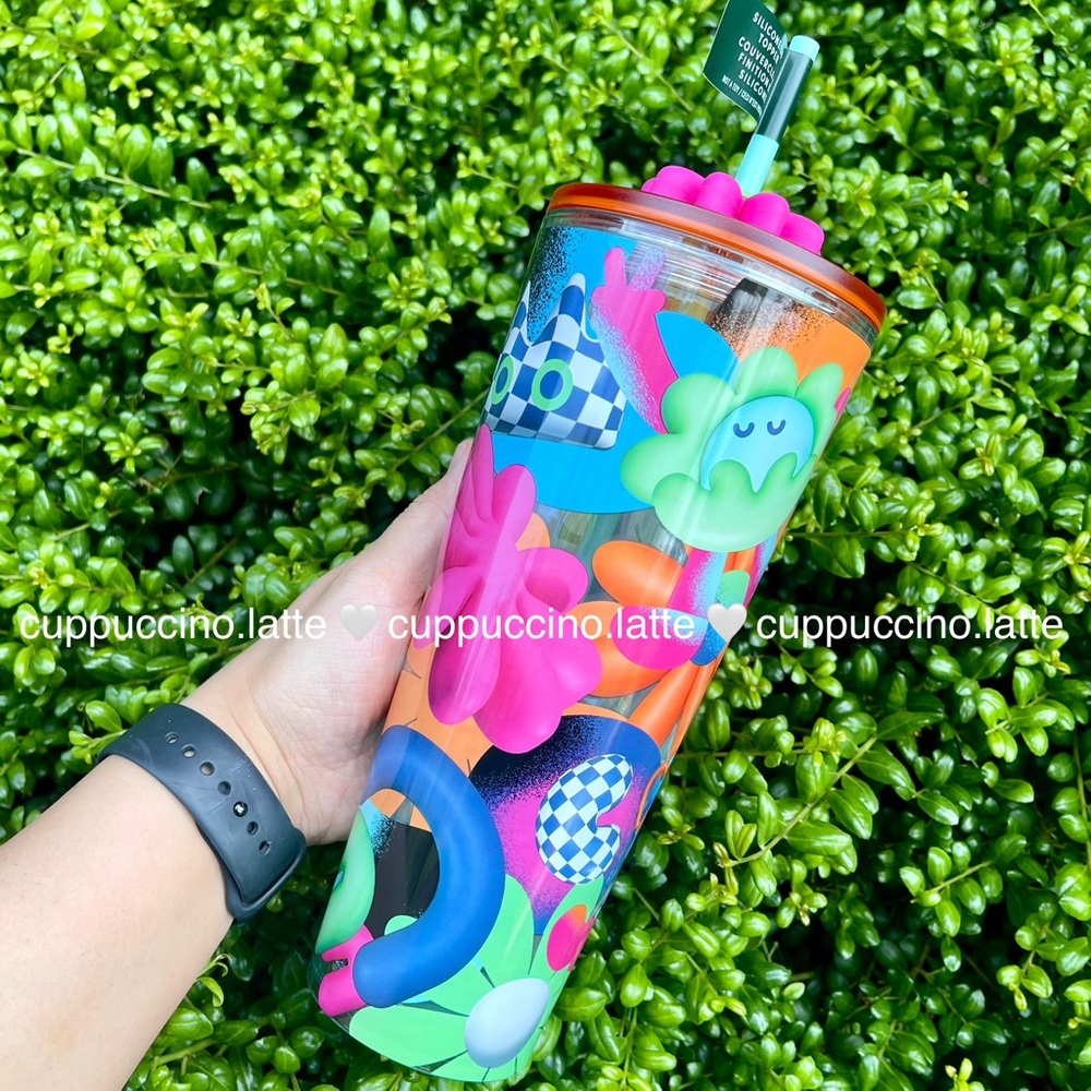 NWT✨Starbucks 2025 Back to School Graphic Tumbler with Silicone Floral Lid Charm - Picture 3 of 9